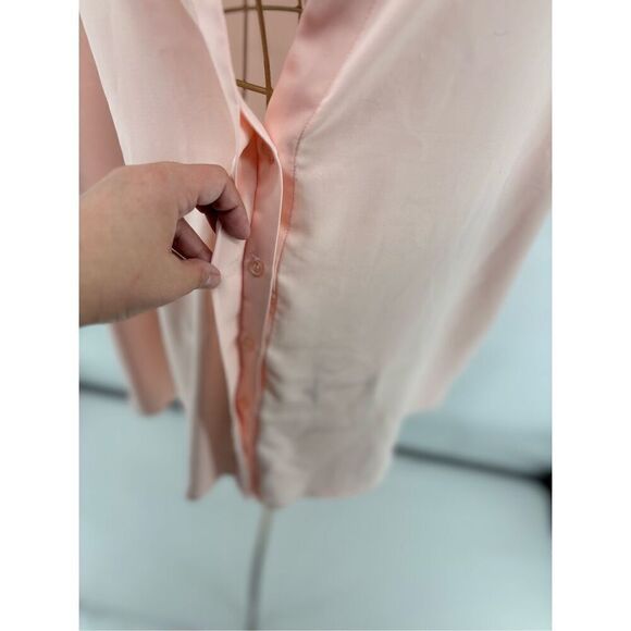 Eloquii peach pink short sleeve split neck button down top size 18 - Picture 8 of 10